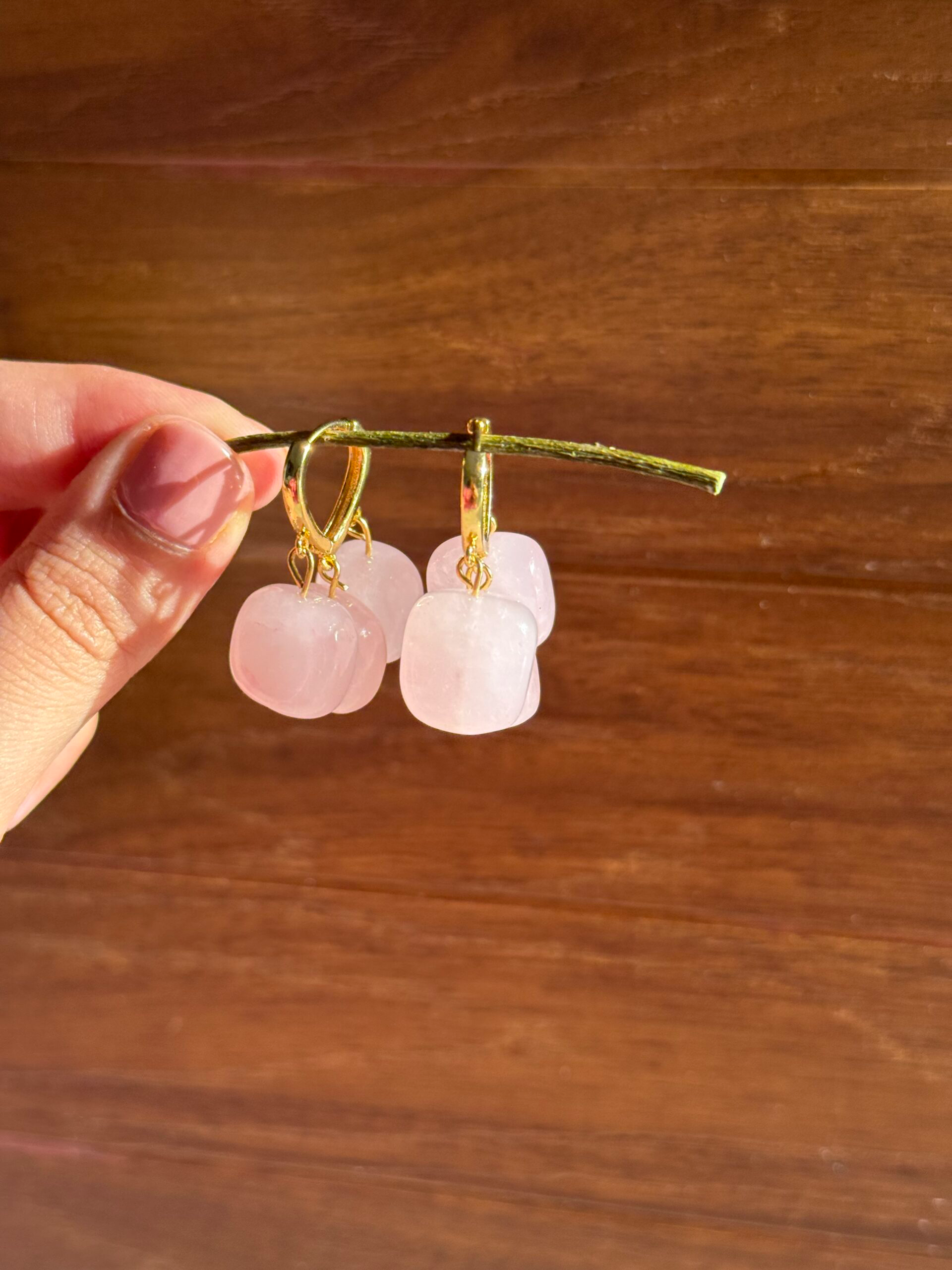 Blush Bloom Quartz Huggies